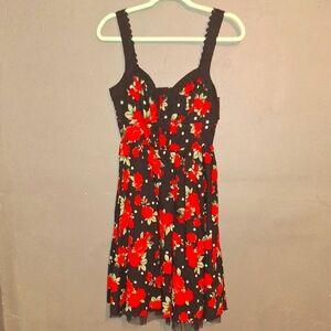 Floral Black and Red Dress